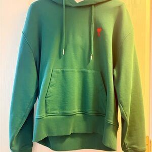 Ami Paris Heart Logo Hoodie Green